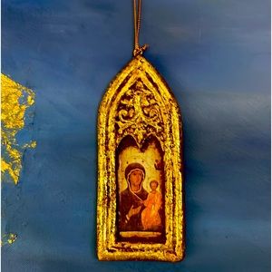 VTG Madonna & Child Byzantine Icon Ornament